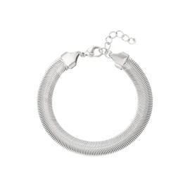 Stainless steel platte armband zilver