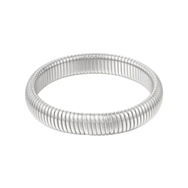 Stainless steel bangle armband ribbel zilver