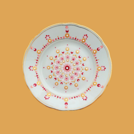Wandbord roze, rood en goud