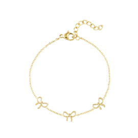 Stainless steel armband strikjes goud