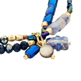 Biba dubbele armband bedels blauw