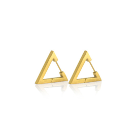 Stainless steel oorbellen driehoek goud