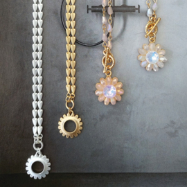 Biba ketting bloem goud roze