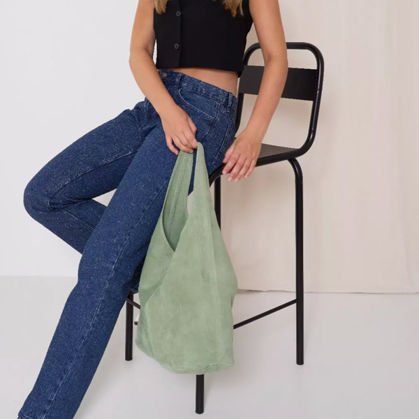 Leren Shoppertas Saliegroen – Baggy Bag