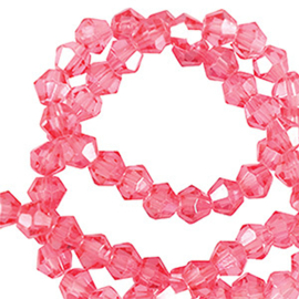 Facet glaskraal 6mm bicone peonia pink (per stuk)