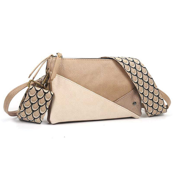 Schoudertas Geweven Band Beige - Evian
