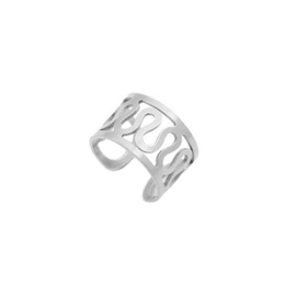 Stainless steel earcuff swirl zilver