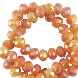 Facet glaskraal 6x4mm disc shiny orange-pearl shine coating