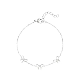 Stainless steel armband strikjes zilver