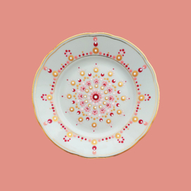 Wandbord roze, rood en goud