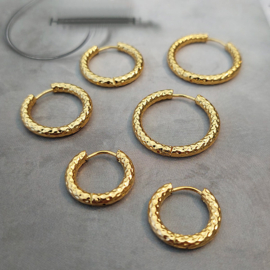 Stainless steel creolen goud 17mm