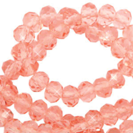 Facet glaskraal 6x4mm disc smashing pink-pearl shine coating