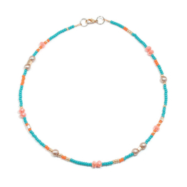 Choker ketting groen oranje