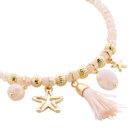 Biba bedelarmband beige roze