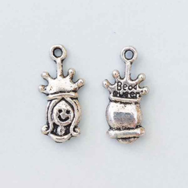 Bedel prinses metaal 18x8mm zilver (per stuk)
