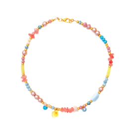 Kralenketting kort pastel