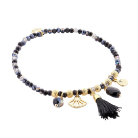 Biba armband bedels zwart goud