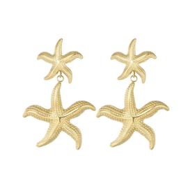 Stainless steel zeester oorbellen goud