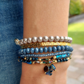 Biba armbanden set blauw grijs