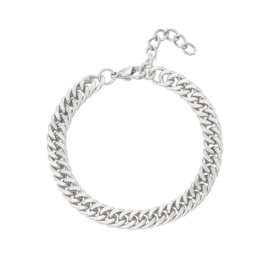 Stainless steel stoere schakelarmband zilver