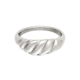 Ring stainless steel gedraaid zilver