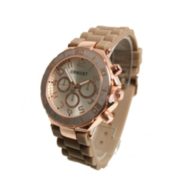 Horloge rubber band donkerbruin