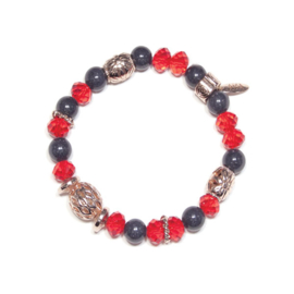 Biba armband rood grijs roségoud