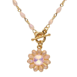 Biba ketting bloem goud roze