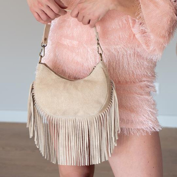 Leren Festival Tas Beige - Bohemian Flair