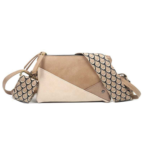 Schoudertas Geweven Band Beige - Evian