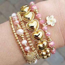 Biba armband met bloem bedel roze goud - 55763mix18
