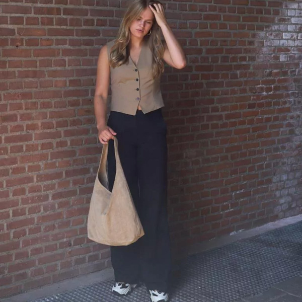 Leren Shoppertas Taupe – Baggy Bag