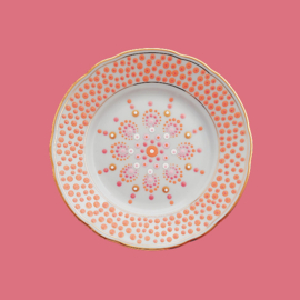 Wandbord roze, peach en goud