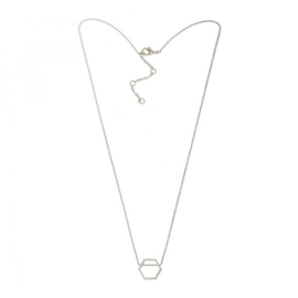 Korte ketting zilver hexagon