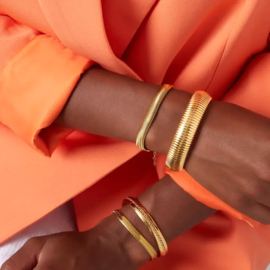 Stainless steel platte armband goud