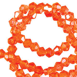 Facet glaskraal 6mm bicone vibrant orange (per stuk)