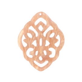 Resin hanger barok 42x32mm peach pink (2 stuks)