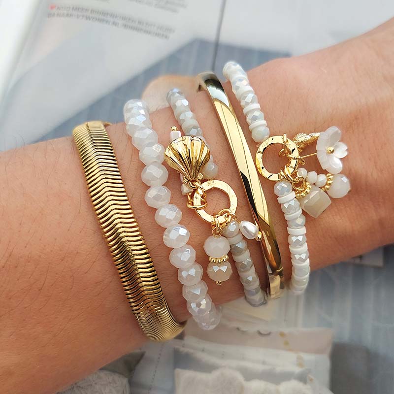 Biba Bedelarmband Wit & Goud - 55222