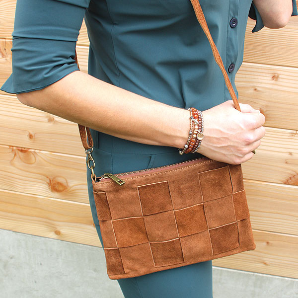 Leren Schoudertas & Clutch Bruin