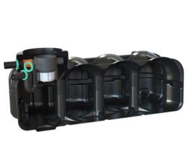Watertank plat - 5000 L - Pompput incl. korffilter, overstort sifon en klein dier bescherming
