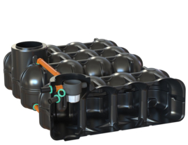Watertank - Gekoppeld 2x 5000 L - Incl. pompput, korffilter, overstort en klein dier bescherming