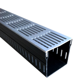 Kunststof design lijngoot (100x100 mm ) - aluminium rooster GRIJS 1 meter