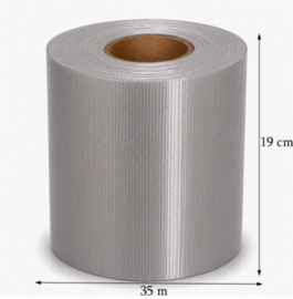 Vlechtband grijs UV-bestendig - 19 cm x 35m - 20 clips