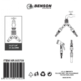 Snelkoppeling 2-weg verdeler 1/2"- 3/4" soft