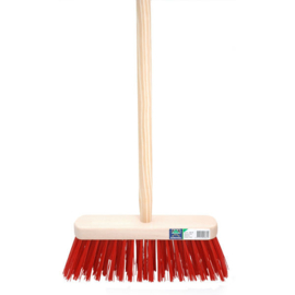 Bezem FSC Kunstvezel Rood - 29 cm - Met Steel 120 cm