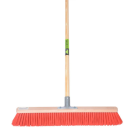 Bezem 60 cm, Rood Nylon - Met Steel 150 cm