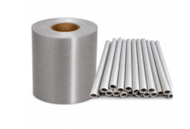 Vlechtband grijs UV-bestendig - 19 cm x 35m - 20 clips