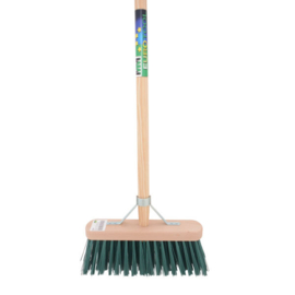 Bezem FSC Kunstvezel Groen - 29 cm - Met Steel 140 cm