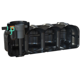 Watertank plat - 5000 L - Pompput incl. filter, overstortfilter, in-uitlaat filter en instroom demper