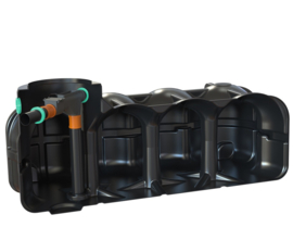 Watertank plat - 5000 L - Pompput incl. wisselstroomfilter en instroomdemper